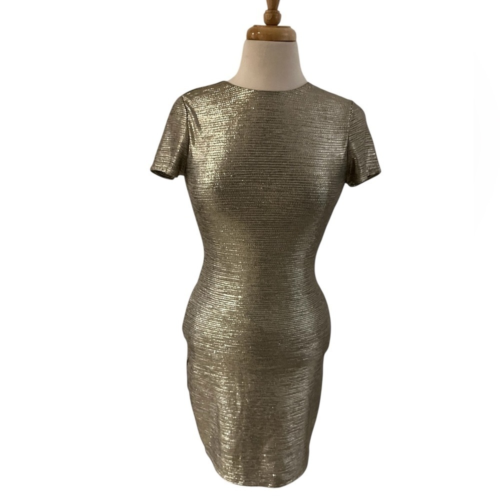 Alice + Olivia Delora Metallic Sheath Dress-Size 6-Cocktail, Wedding, Party